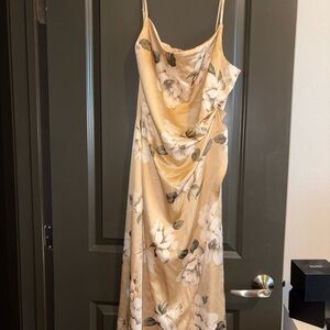 Floral Cream and Green Women's Dress